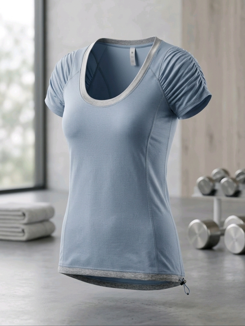 Lululemon Athletica Circle Mesh Technical Scoop Neck T-Shirt Size 8 Blue Gray